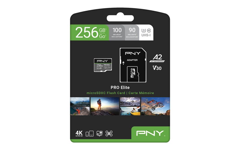 PNY MICRO SDXC 256GB MEMORY CARD WITH SD ADAPTER PRO ELITE