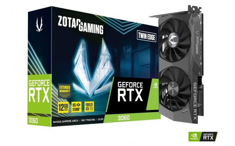 ZOTAC GRAPHIC CARD RTX 3060 12GB DDR6 GAMING (TWIN EDGE) DUAL FAN 196 BITS