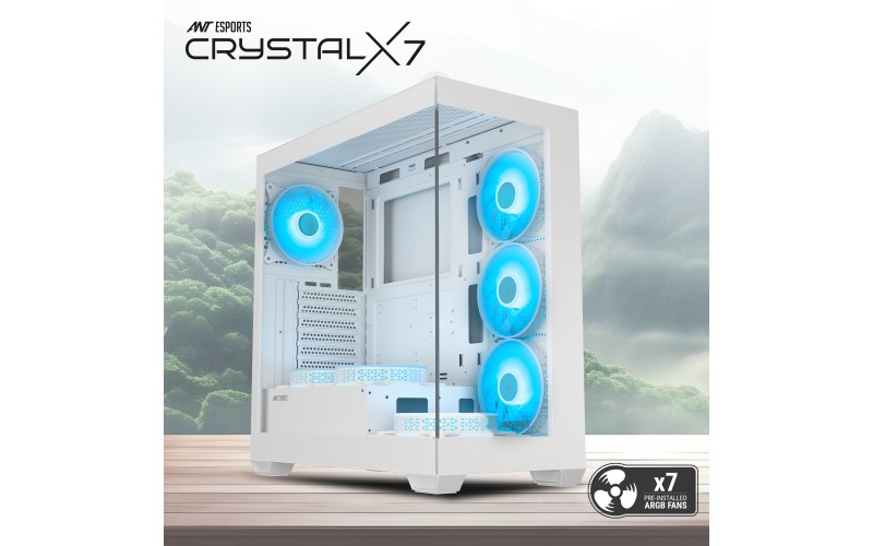 ANT ESPORTS GAMING CABINET CRYSTAL X7 ATX TYPE-C – White