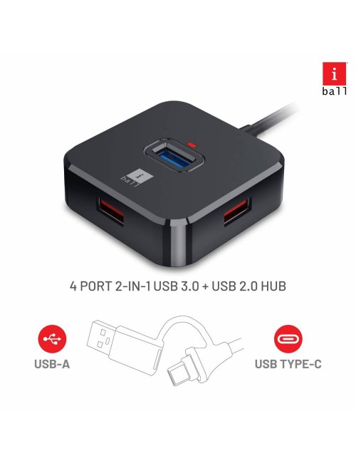 IBALL USB HUB 4 PORT 2.0 (PIANO 523) USB TYPE-C 