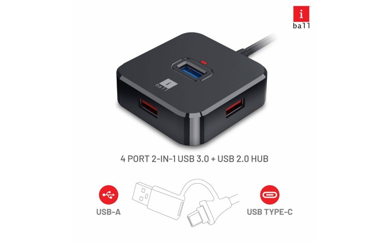 IBALL USB HUB 4 PORT 2.0 (PIANO 523) USB TYPE-C 