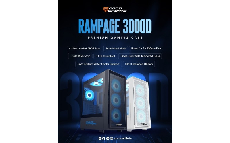 COCONUT GAMING CABINET ARGB RAMPAGE 3000D E ATX BLACK