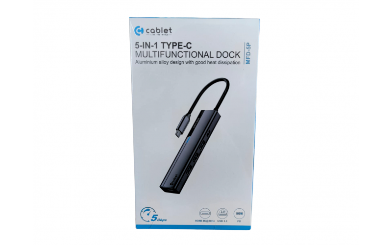 CABLET TYPE C HUB DOCK 5 IN 1 (USB 3.0 | HDMI | PD 100W) MFD 5P