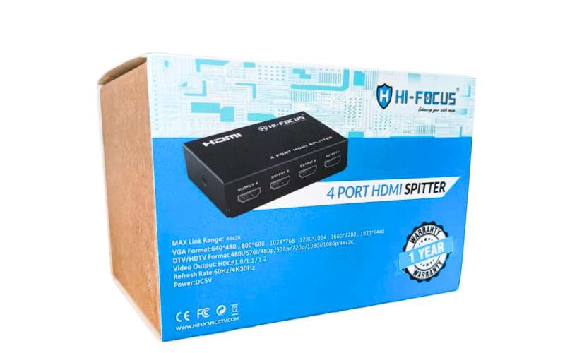 HIFOCUS HDMI SPLITTER 4 PORT WITH REMOTE (VKSP104M)