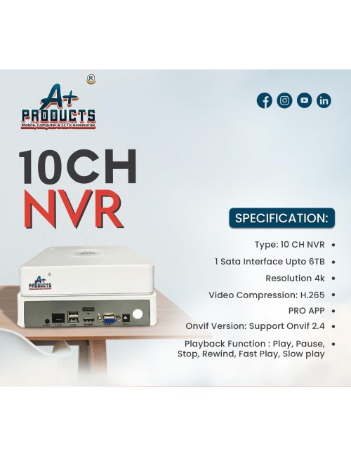 A+ PRODUCTS IP NVR 10CH ECO SUPPORTS UPTO 8MP