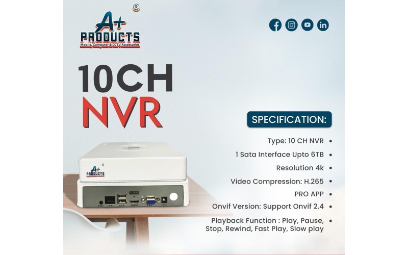 A+ PRODUCTS IP NVR 10CH ECO SUPPORTS UPTO 8MP