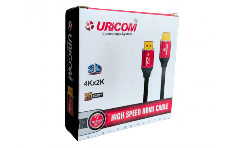 URICOM HDMI CABLE 3M 4K 30HZ 1080P WITH ETHERNET 10.2GB/S SPEED