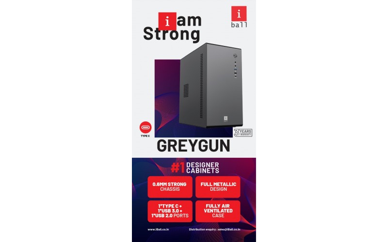 IBALL CABINET GREYGUN WITH SMPS MICRO ATX 3.0 USB  