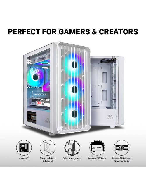 ANT ESPORTS CABINET 205 MINI 6F WHITE MID- TOWER