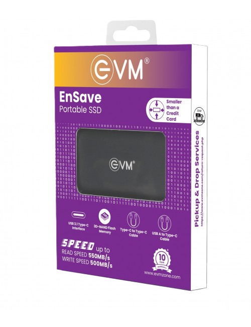 EVM EXTERNAL SSD 256GB  EnSave 550 Mb/s Read & 500 Mb/s 