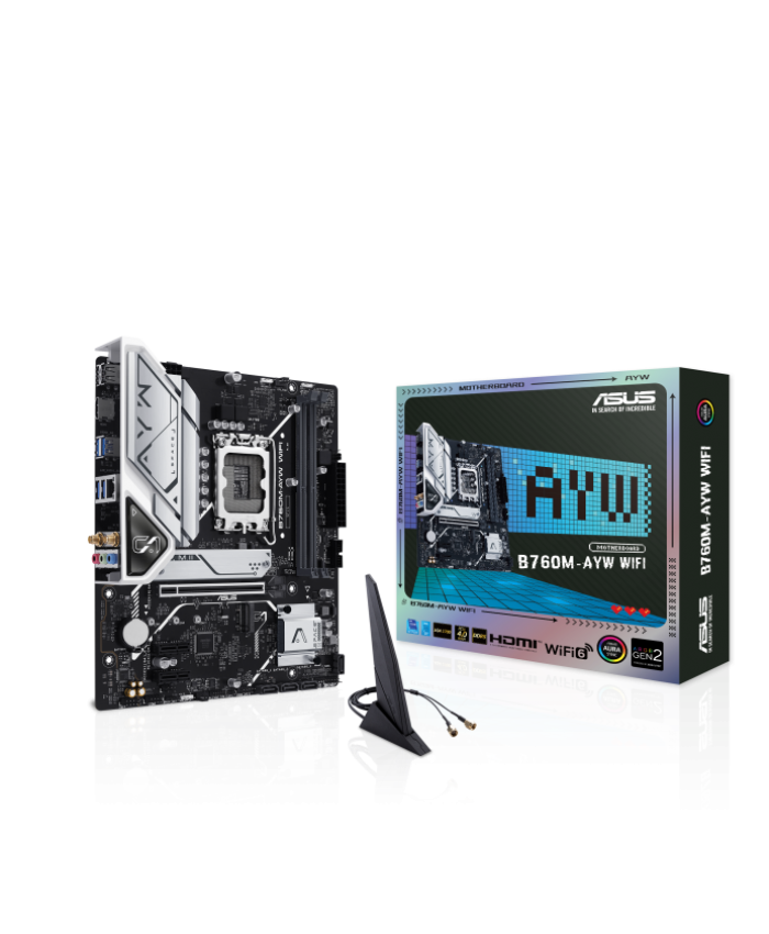 ASUS MOTHERBOARD (B760M AYW WIFI) DDR5 FOR INTEL 12th | 13th | 14th Gen MICRO ATX PCIE 4.0