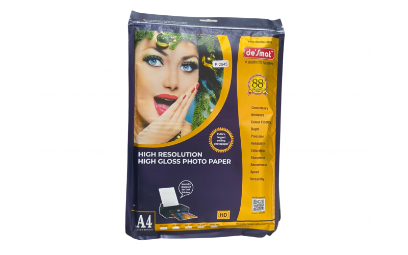 DESMAT INKJET PHOTO PAPER 130 GSM A4 (50 SHEETS) GLOSSY PAPER