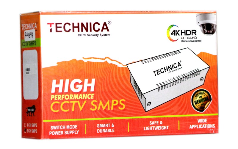 TECHNICA CCTV POWER SUPPLY 4CH METAL (SINGLE OUTPUT) 12V/5A