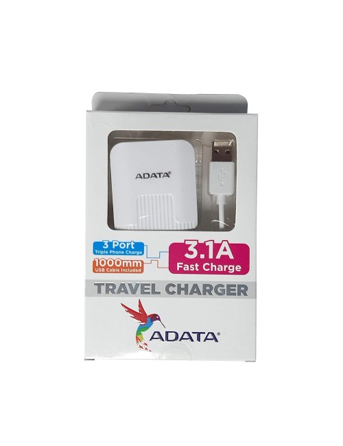 ADATA MOBILE CHARGER WITH CABLE (MICRO) 3.1AMP (3 PORT)