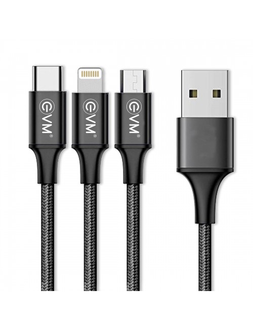 EVM TYPE C|MICRO|IPHONE CHARGER CABLE 3 IN 1 