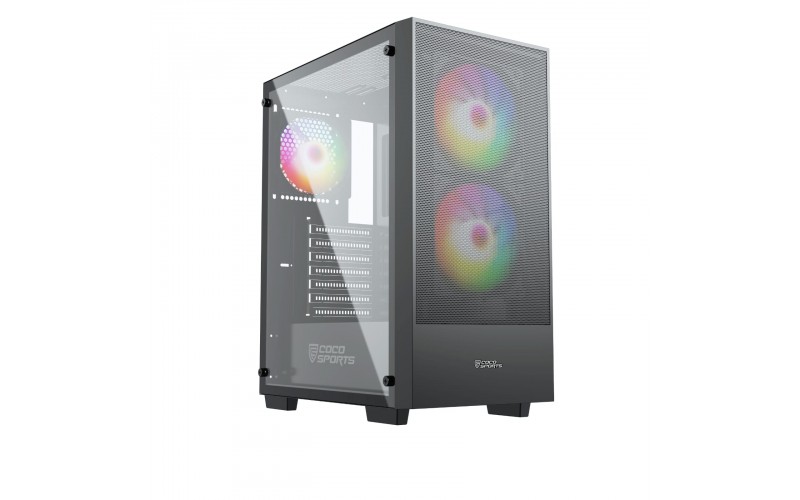 COCO SPORTS GAMING CABINETS CORE 300M (WITHOUT SMPS) BLACK MID ATX