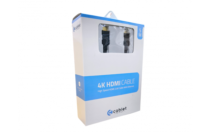 CABLET HDMI CABLE 5M 4K 60HZ 1080P WITH ETHERNET 18GB/S SPEED