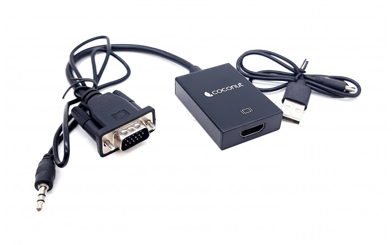 COCONUT VGA TO HDMI CONVERTER WITH AUDIO (with USB Cable)