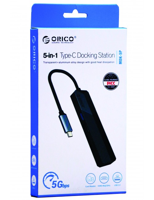 ORICO TYPE C HUB DOCK 5 IN 1 (HDMI | USB | TF | SD CARD)