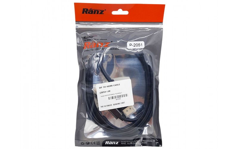 RANZ DP TO HDMI CONVERTER (MALE TO MALE)1.5M