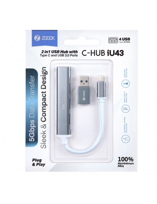 ZOOOK USB | TYPE C HUB 4 PORT 3.0 (C-HUB IU43)