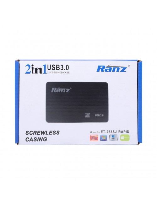 RANZ SSD HDD SATA CASING 2.5" USB 3.0 2 IN 1 (PLASTIC)