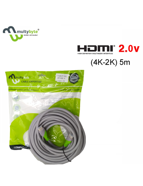 MULTYBYTE HDMI CABLE 5M 4K 30HZ 1080P WITH ETHERNET 10.2GB/S SPEED