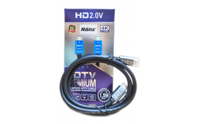 RANZ HDMI CABLE 1.5M 4K 30HZ 1080P WITH ETHERNET 10.2GB/S SPEED