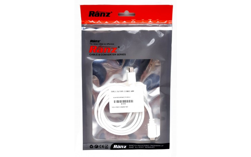 RANZ TYPE C TO TYPE C CHARGER|DATA TRANSFER CABLE 1.5M 2.0