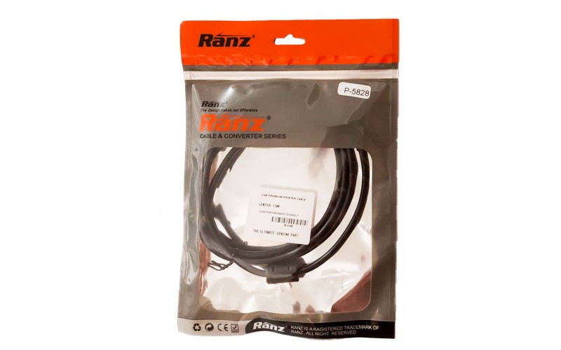 RANZ USB PRINTER CABLE 1.5M (PREMIUM)