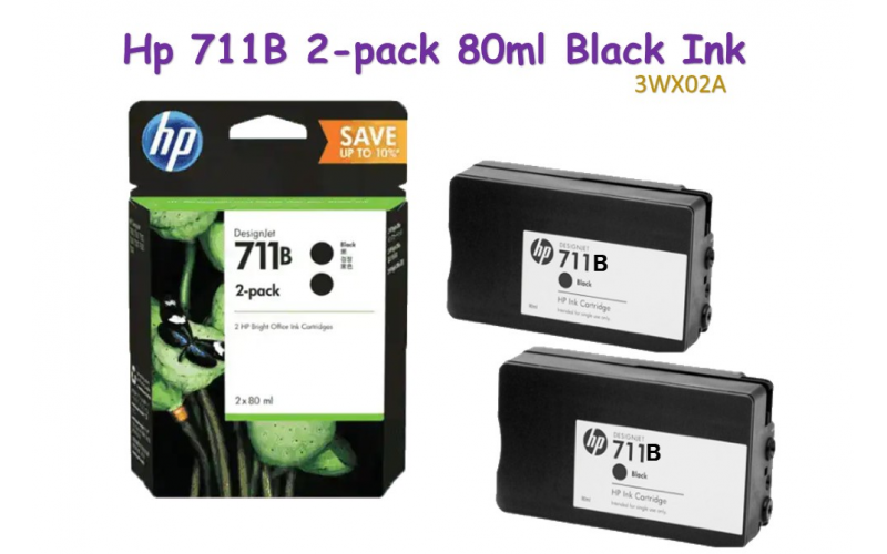 HP UK INK CARTRIDGE 711B 80ML BLACK DUAL PACK (ORIGINAL)