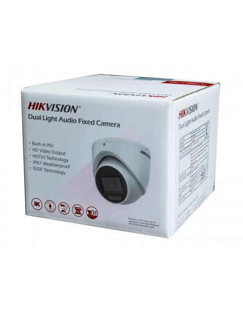 HIKVISION DOME 2MP (76D0T LMFS) 3.6 MM BUILT IN MIC WITH DUAL LIGHT 3K METAL