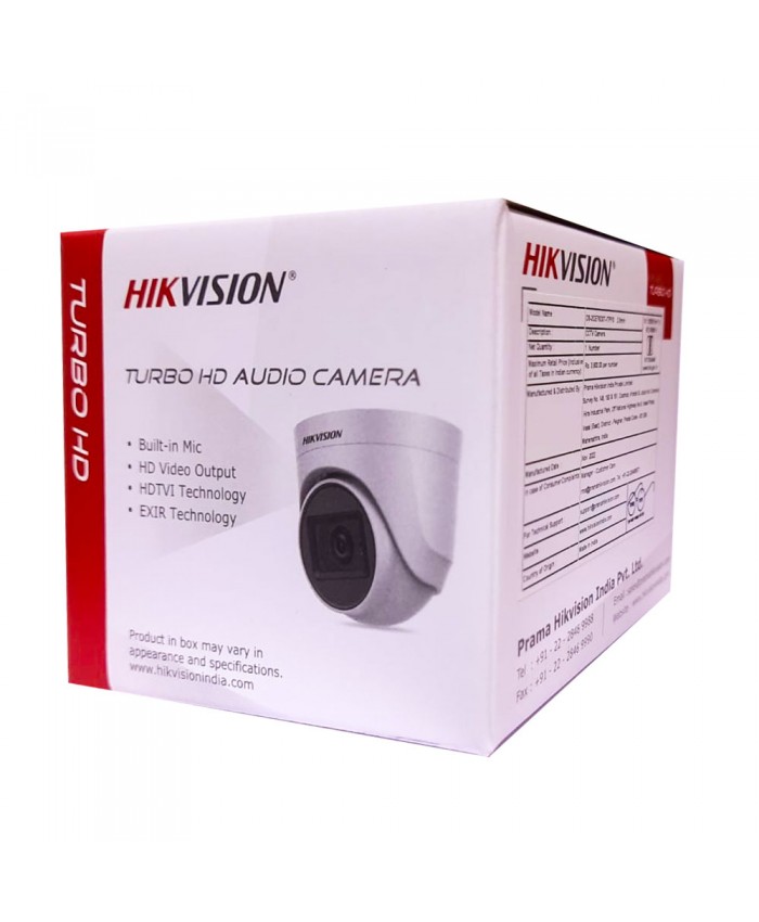 HIKVISION DOME 2MP WDR (76D0T ITPFS) 2.8 MM BUILT IN MIC