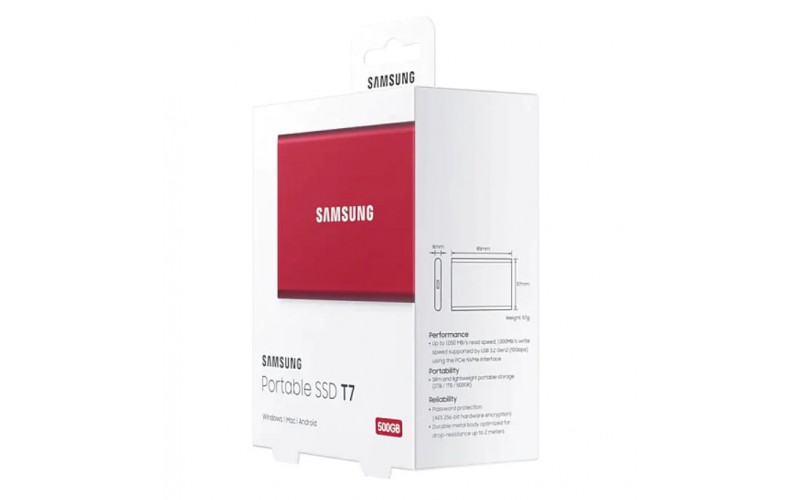 SAMSUNG EXTERNAL SSD 500GB T7 (USB 3.2) RED