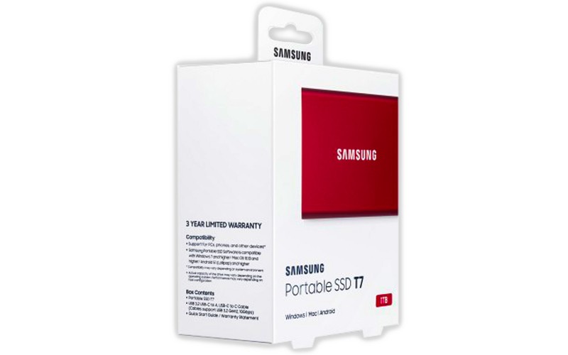 SAMSUNG EXTERNAL SSD 1TB T7 (USB 3.2) RED