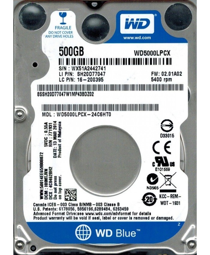 WD INTERNAL LAPTOP HARD DISK 500GB (BLUE)