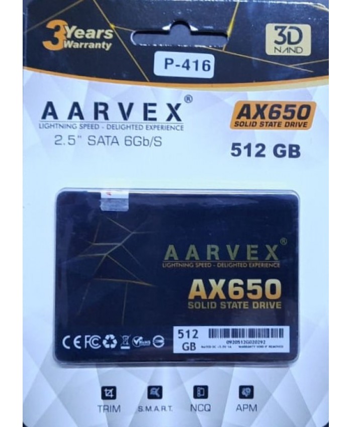 AARVEX INTERNAL SSD 512GB SATA (AX650)