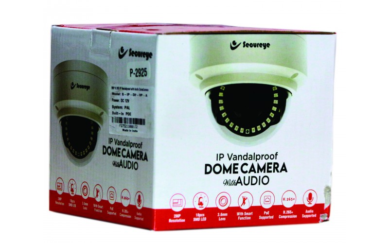 SECUREYE IP DOME 2MP 3.6MM (VANDAL PROOF) WITH BUILT IN MIC