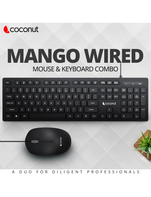 COCONUT KEYBOARD MOUSE COMBO WIRED USB MANGO 