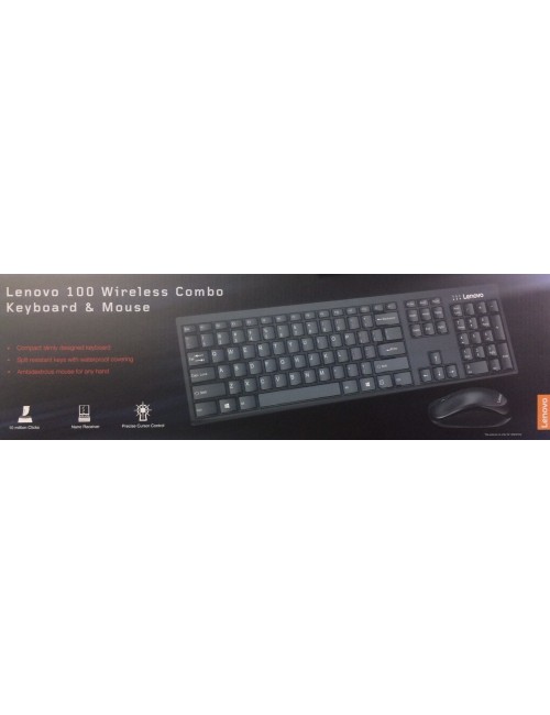 LENOVO KEYBOARD MOUSE COMBO WIRELESS 100 (LED LIGHTS FOR CAPS|NUM LOCK)
