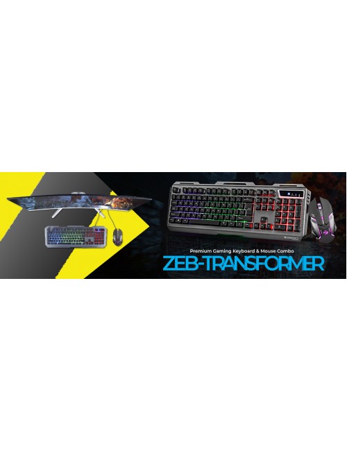 ZEBRONICS GAMING KEYBOARD MOUSE COMBO WIRED TRANSFORMER (1 YEAR)