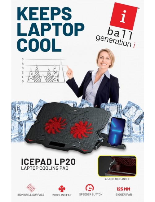 IBALL LAPTOP COOLING PAD ICEPAD LP20 15.6" 2 FANS WITH LED