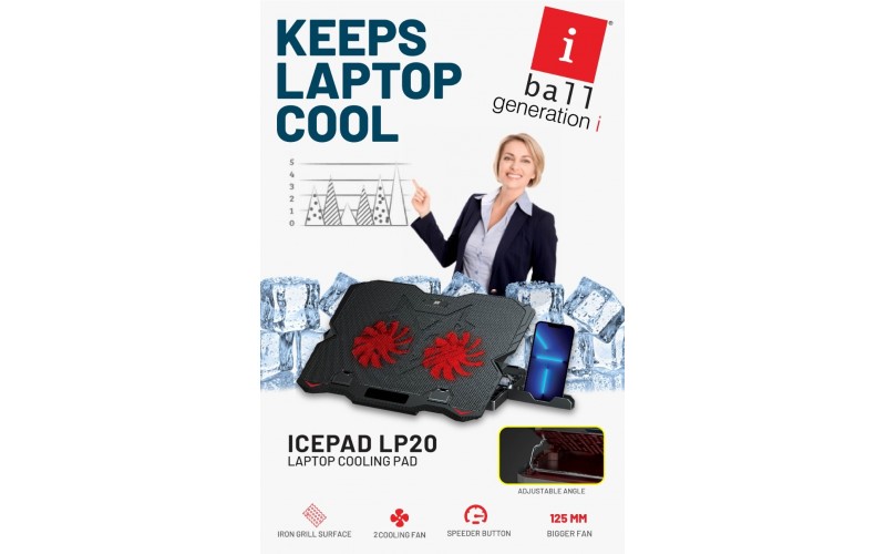 IBALL LAPTOP COOLING PAD ICEPAD LP20 15.6" 2 FANS WITH LED