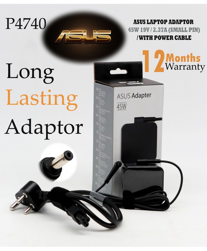 ASUS LAPTOP ADAPTOR 45W 19V / 2.37A (SMALL PIN) / with Power Cable