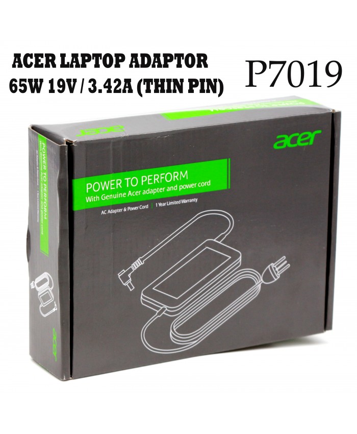 ACER LAPTOP ADAPTOR 65W 19V / 3.42A (THIN PIN)