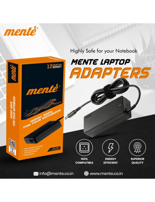 MENTE LAPTOP ADAPTOR FOR HP 65W 18.5V / 3.5A (YELLOW PIN)
