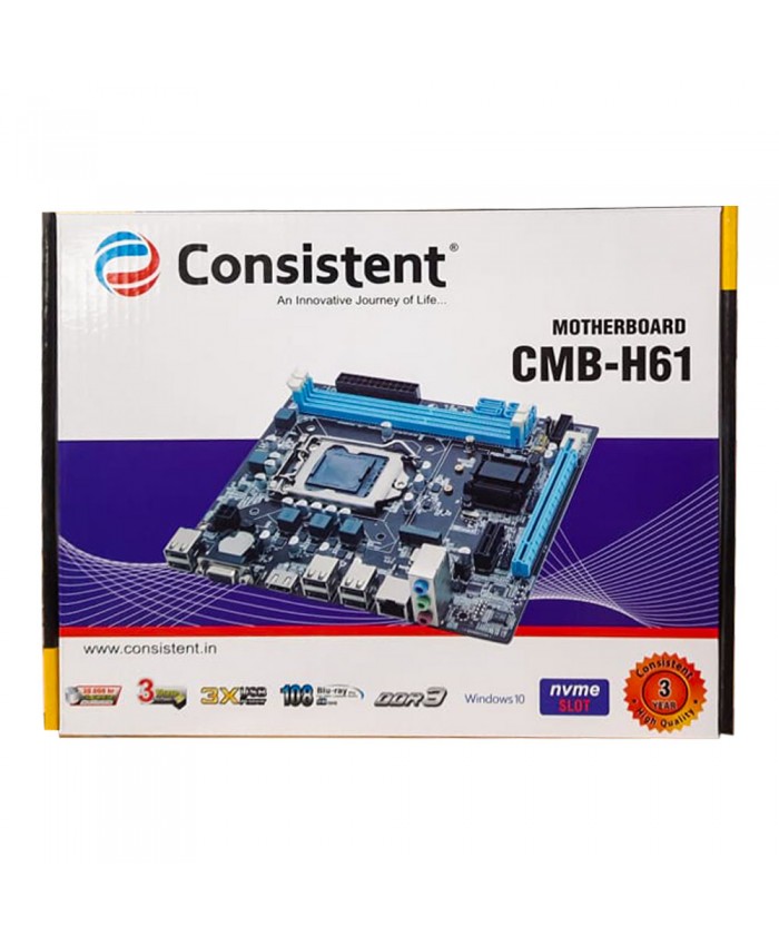 CONSISTENT MOTHERBOARD (H61 D3) DDR3 (FOR INTEL 2ND | 3RD GEN) WITH NVME SLOT