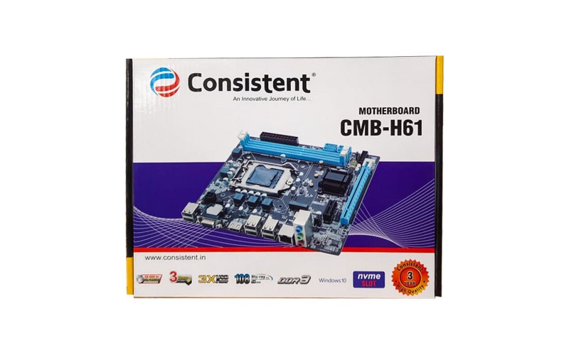 CONSISTENT MOTHERBOARD (H61 D3) DDR3 (FOR INTEL 2ND | 3RD GEN) WITH NVME SLOT