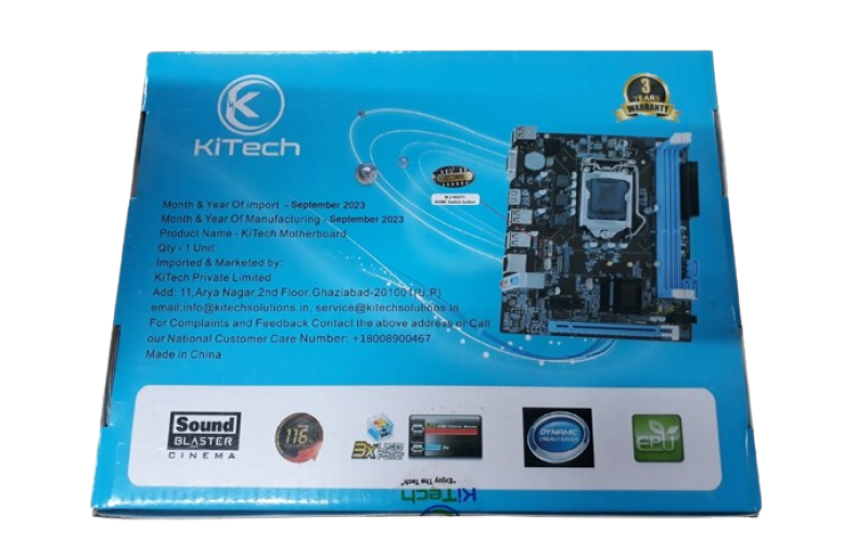 KITECH MOTHERBOARD 61 (KT61) DDR3 (FOR INTEL 2ND | 3RD GEN) WITH NVME SLOT
