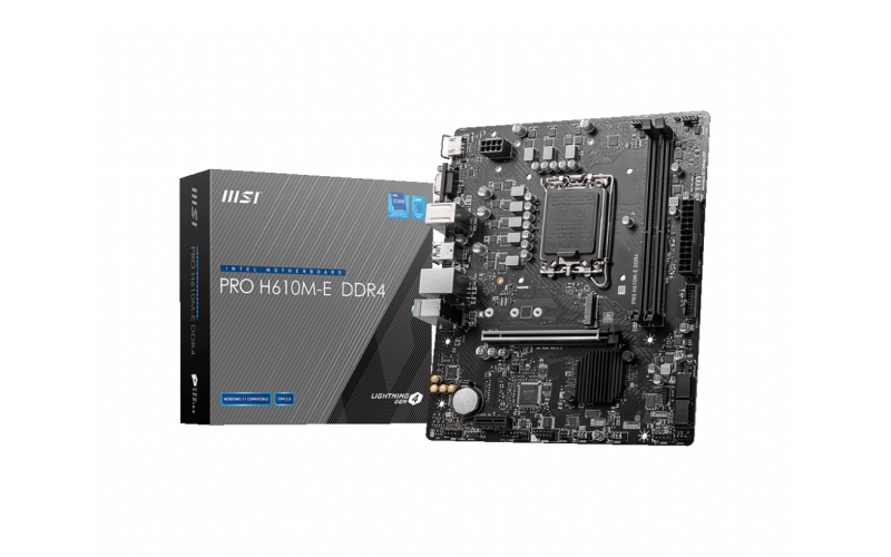 MSI MOTHERBOARD 610 (PRO H610M E DDR4) (FOR INTEL) (FOR INTEL 12th 13th 14th GEN)